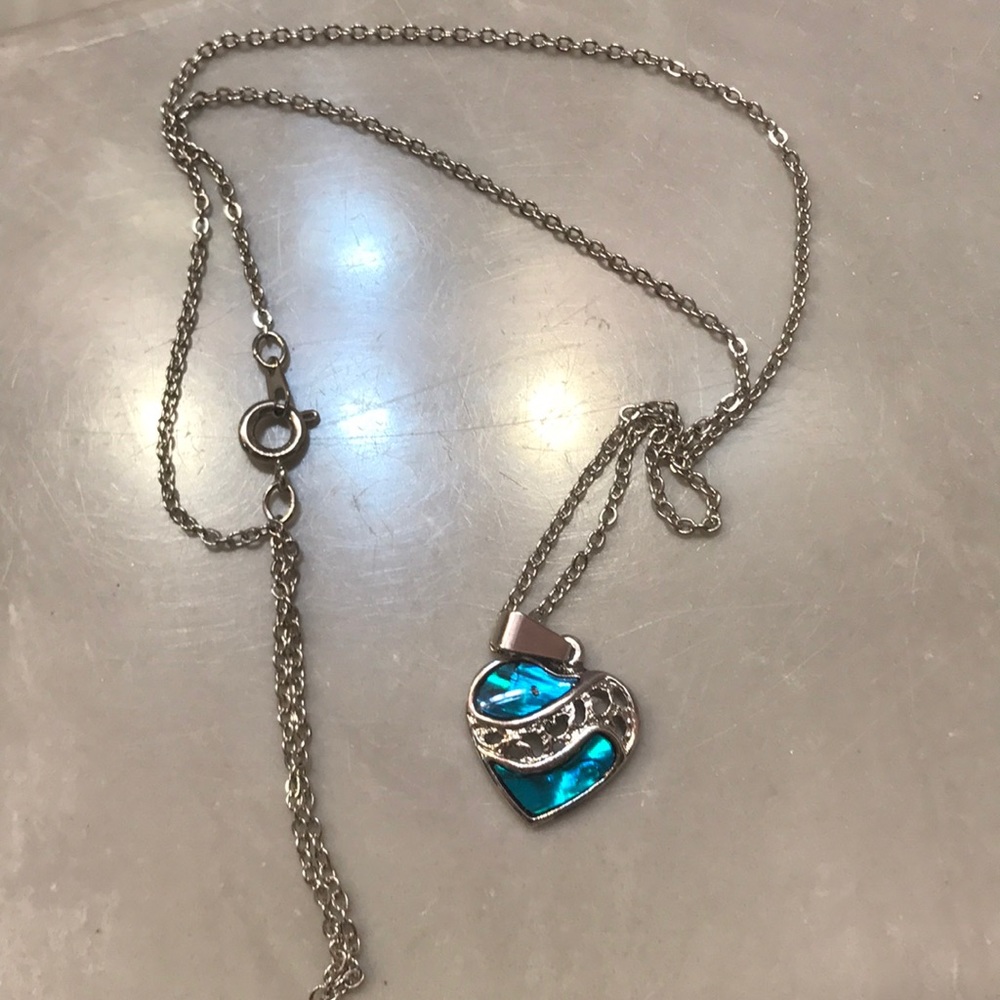 December birth month "turquoise" heart necklace